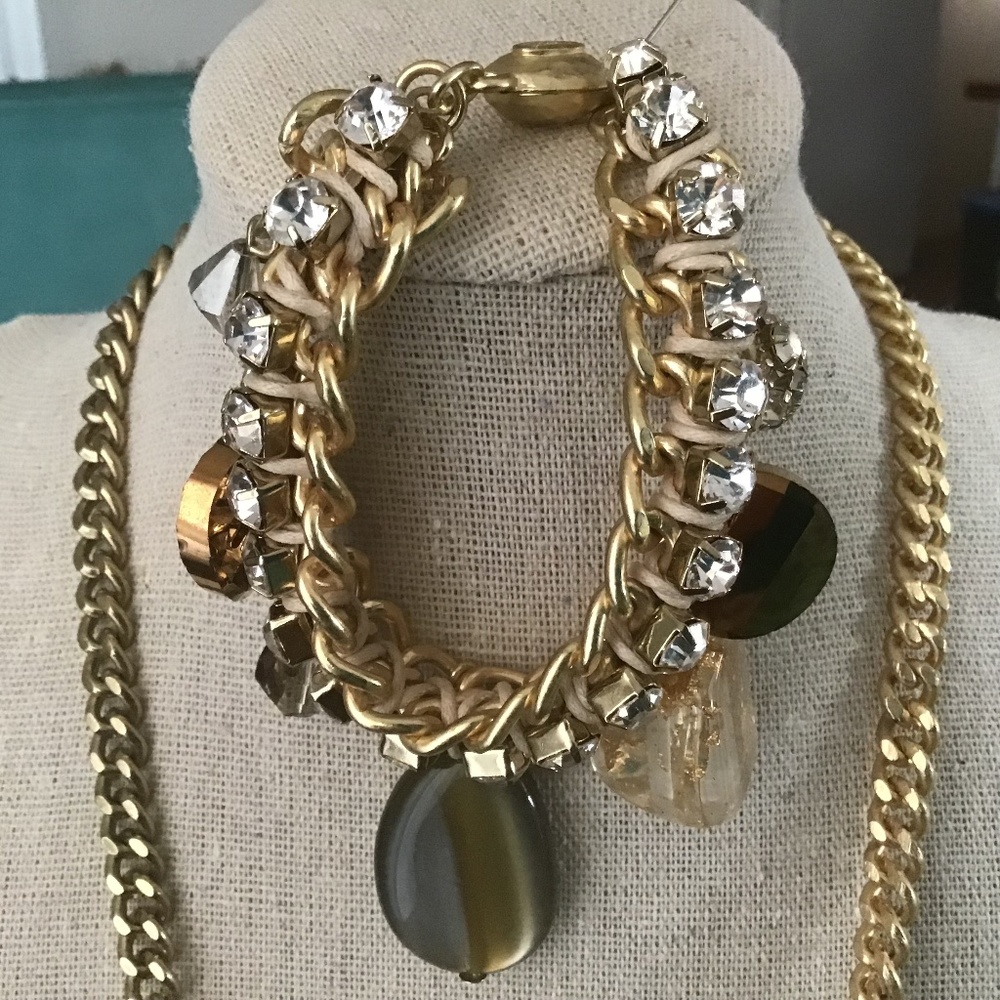Chico’s Gold Rhinestone & Bead Bracelet